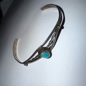 Navajo sterling silver and turquoise cuff bracelet.